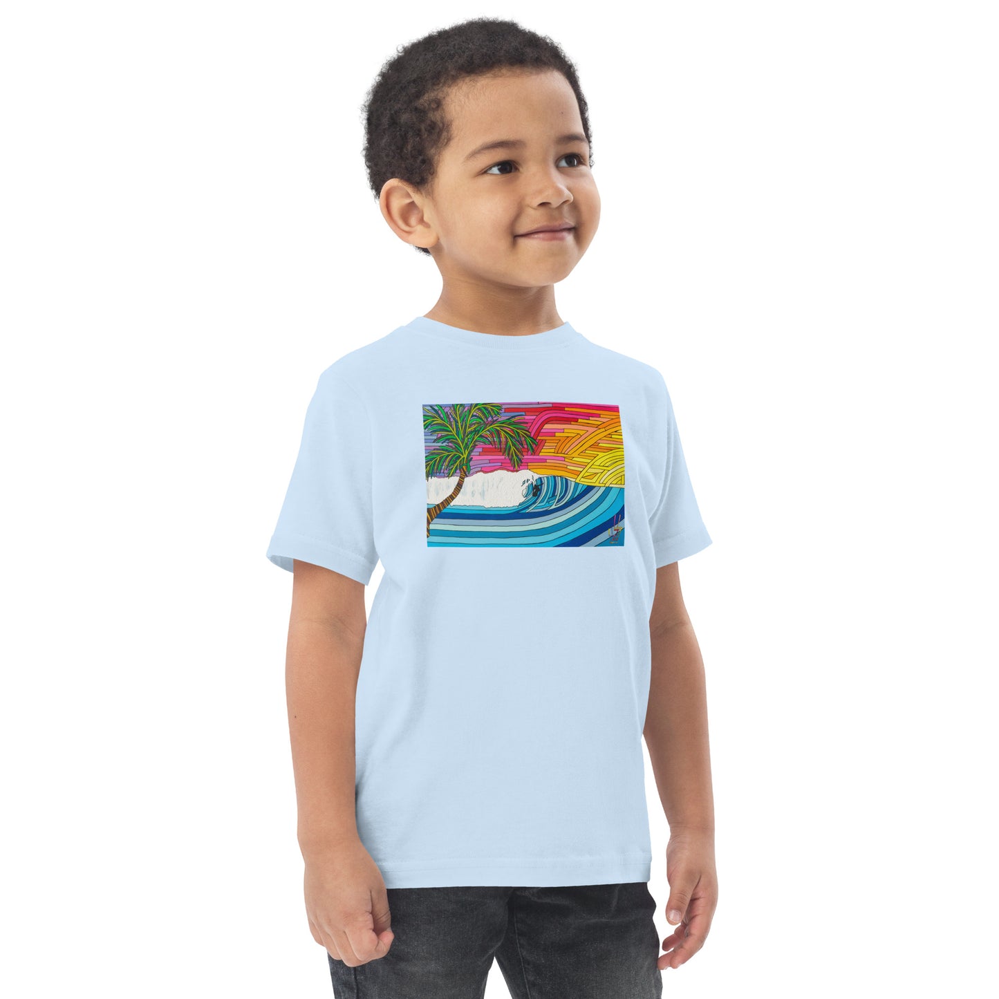 Palm Tree Sunset Surf - Toddler jersey t-shirt